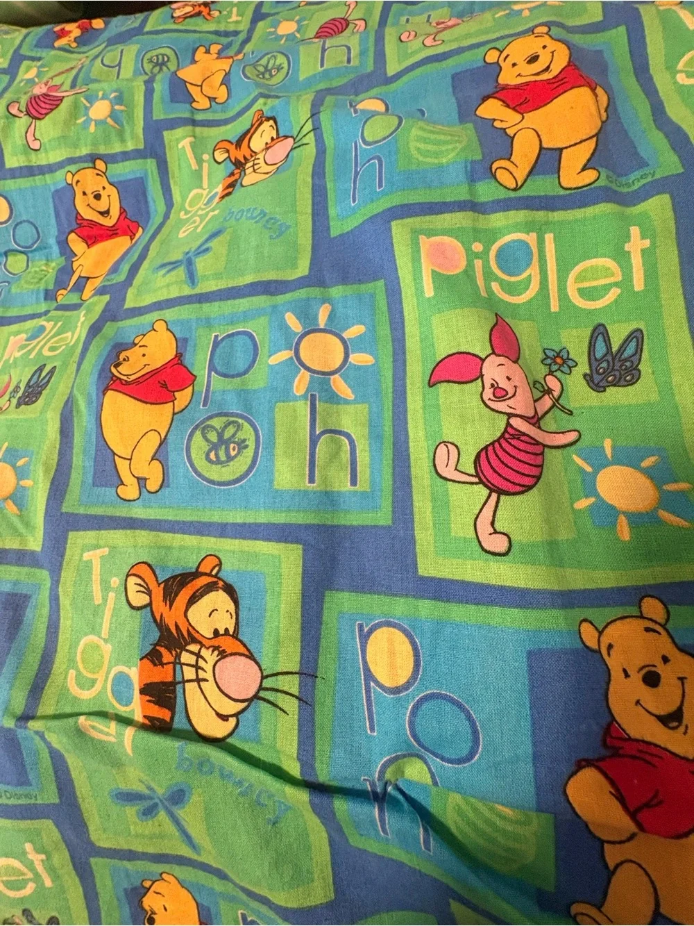 Disney Winnie the Pooh Kids Throw Blanket - Blue, Green, Yellow